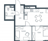 2-комн, 64 кв м, этаж 9/30 Астрахань, Бакинская улица, 65